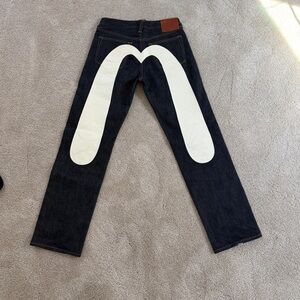 Evisu Dark Blue Jeans with White Logo